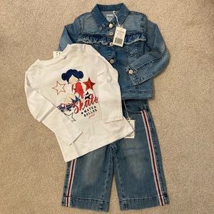 Italian Designer Toddler Girl Wide Leg Jeans & Jacket